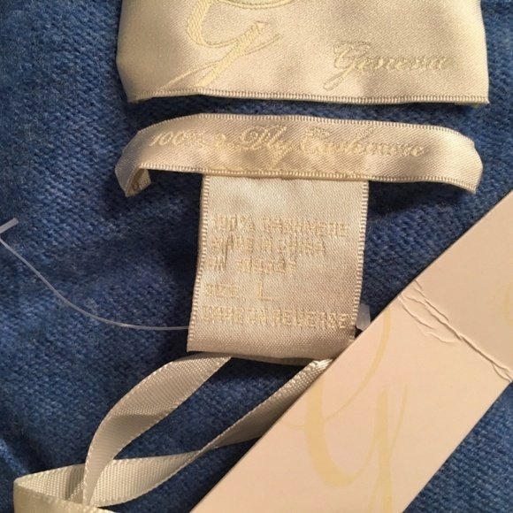 GENEVA 100% CASHMERE Collar Polo Pullover Sweater, FRENCH BLUE, NWT, Size L - Picture 3 of 8
